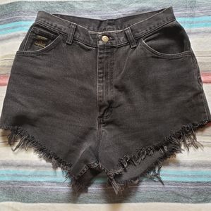 Black denim cut off shorts